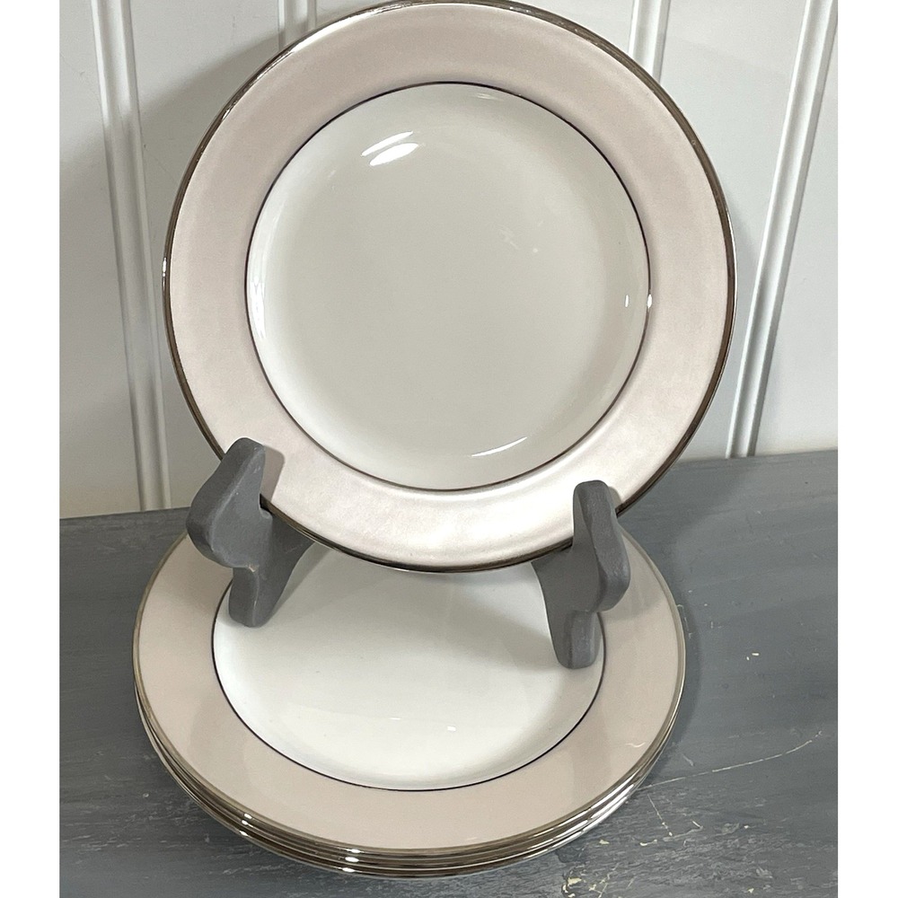 Lenox China Federal Platinum Frost Trim (4) Bread & Butter Plates 6‎ 3/8"